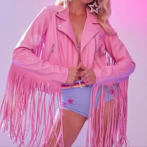 Sugar Thrillz Dancing Under The Lights Fringe Moto Jacket